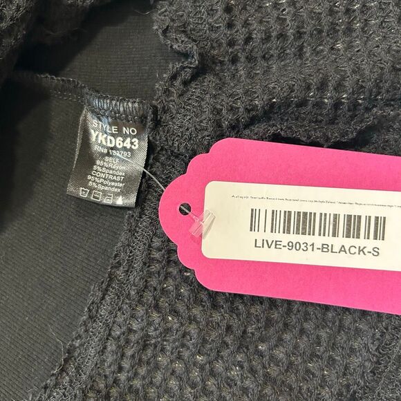 POL Boho Black Studded Ruffle Hem Tunic Top Size Small | Flowy Artsy Layered - Picture 4 of 7